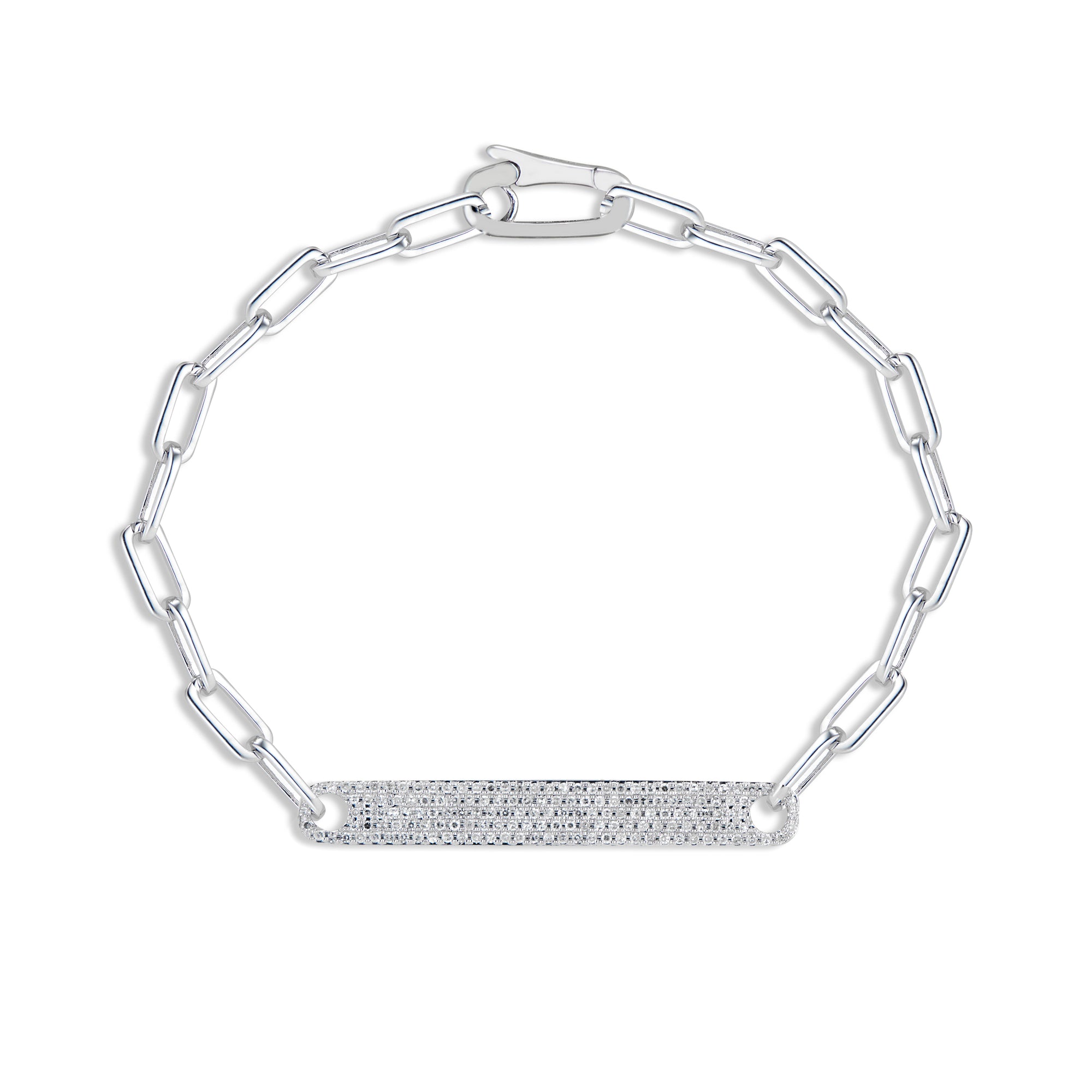 Diamond Bar Wide Link Bracelet - 14K white gold weighing 5.64 grams - 157 round diamonds totaling 0.43 carats