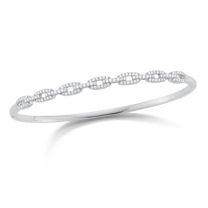Diamond Chain Link Bangle Bracelet -18K gold weighing 11.50 grams -130 round pave-set diamonds totaling 0.57 carats