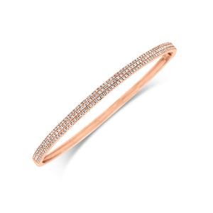 Pave Diamond Triple Row Bangle - 14K gold weighing 6.94 grams - 212 round diamonds totaling 0.52 carats