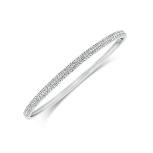 Pave Diamond Triple Row Bangle - 14K gold weighing 6.94 grams - 212 round diamonds totaling 0.52 carats