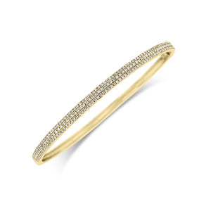 Pave Diamond Triple Row Bangle - 14K gold weighing 6.94 grams - 212 round diamonds totaling 0.52 carats