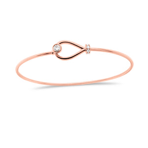 Diamond Loop Bangle Bracelet - 18K gold weighing 4.43 grams - 6 round diamonds totaling 0.22 carats