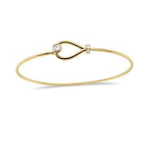 Diamond Loop Bangle Bracelet - 18K gold weighing 4.43 grams - 6 round diamonds totaling 0.22 carats