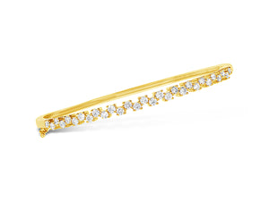 Diamond Zig-Zag Bangle Bracelet -14K gold weighing 9.50 grams -29 round diamonds totaling 1.00 carat