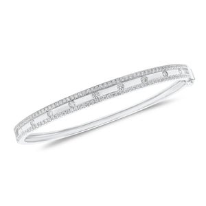 Bezel-Set & Pave Diamond Slim Bangle Bracelet -14K white gold weighing 10.87 grams -9 round bezel set diamonds totaling 0.30 carats -160 round pave set diamonds totaling 0.45 carats