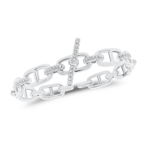 Pave Diamond Toggle Chainlink Bangle Bracelet -18K gold weighing 25.05 grams -147 round diamonds weighing 1.35 carats