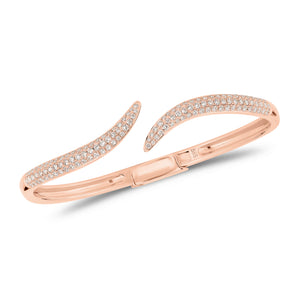 Diamond Wave Bangle -14K rose gold weighting 14.45 grams total -130 round diamonds weighing 1.42 carats total