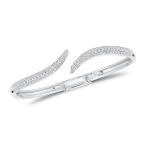 Diamond Wave Bangle -14K white gold weighting 14.45 grams total -130 round diamonds weighing 1.42 carats total