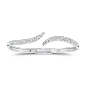Diamond Wave Bangle -14K white gold weighting 14.45 grams total -130 round diamonds weighing 1.42 carats total