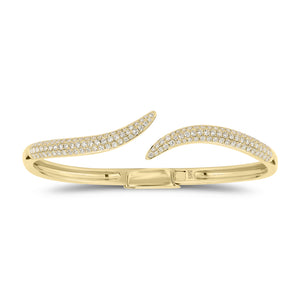 Diamond Wave Bangle -14K yellow gold weighting 14.45 grams total -130 round diamonds weighing 1.42 carats total