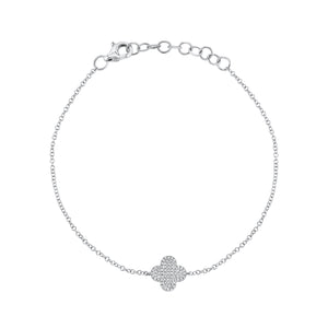 Diamond Flower Fashion Bracelet - 14K white gold weighing 1.10 grams - 0.16 cts round diamonds