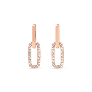 Diamond bold link earrings - 14K gold weighing 3.07 grams - 146 round diamonds totaling 0.34 carats