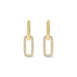 Diamond bold link earrings - 14K gold weighing 3.07 grams  - 146 round diamonds totaling 0.34 carats