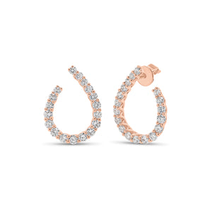 Diamond Open Teardrop Front-Facing Hoop Earrings - 18K gold weighing 3.01 grams  - 36 round diamonds weighing 1.34 carats