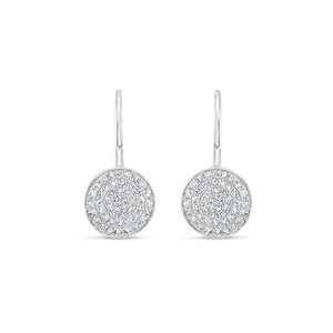 Pave Diamond Disc Earrings -14K white gold weighing 1.79 grams -94 round diamonds weighing 0.37 carats