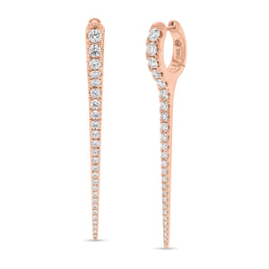 Diamond Dagger Earrings  - 14K gold weighing 7.90 grams  - 52 round diamonds totaling 1.64 carats