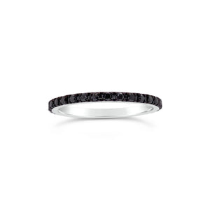 Black Diamond Eternity Band -30 round black diamonds totaling 0.35 carats. -14kt gold with black rhodium weighting 1.19 grams.