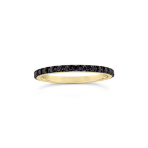 Black Diamond Eternity Band -30 round black diamonds totaling 0.35 carats. -14kt gold with black rhodium weighting 1.19 grams.