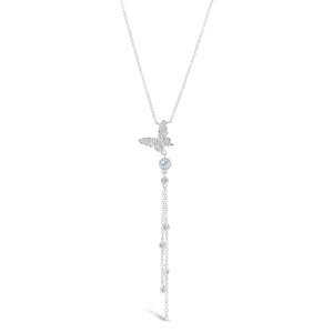 Diamond Butterfly With Bezel-Set Diamonds Lariat Necklace