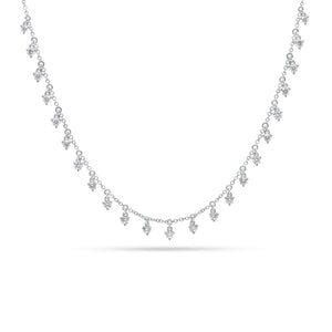 Diamond Drip Necklace  - 14K gold weighing 3.27 grams  - 23 round diamonds totaling 1.04 carats