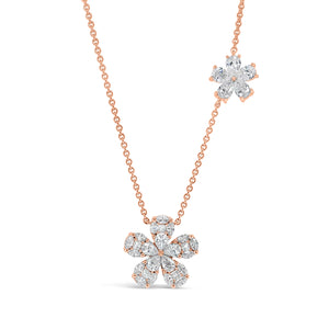 Mixed Cut Diamond Flower Necklace  - 18K gold weighing 5.56 grams  - 10 pear-shaped diamonds totaling 1.13 carats  - 15 marquise-shaped diamonds totaling 0.45 carats  - 5 princess-cut diamonds totaling 0.13 carats