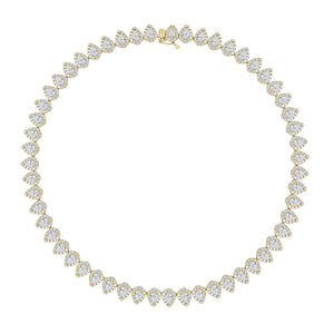Diamond Teardrops Tennis Necklace  - 18K gold weighing 35.84 grams  - 8.31 carats of pear-shaped diamonds  - 972 round diamonds totaling 4.67 carats