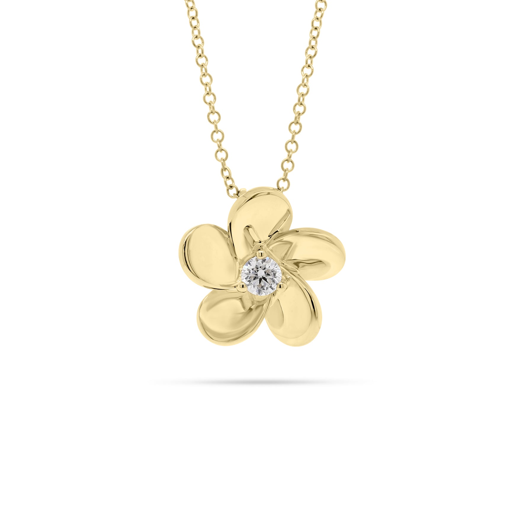 Diamond Simple Flower Pendant  - 14K gold  - 0.16 ct diamond