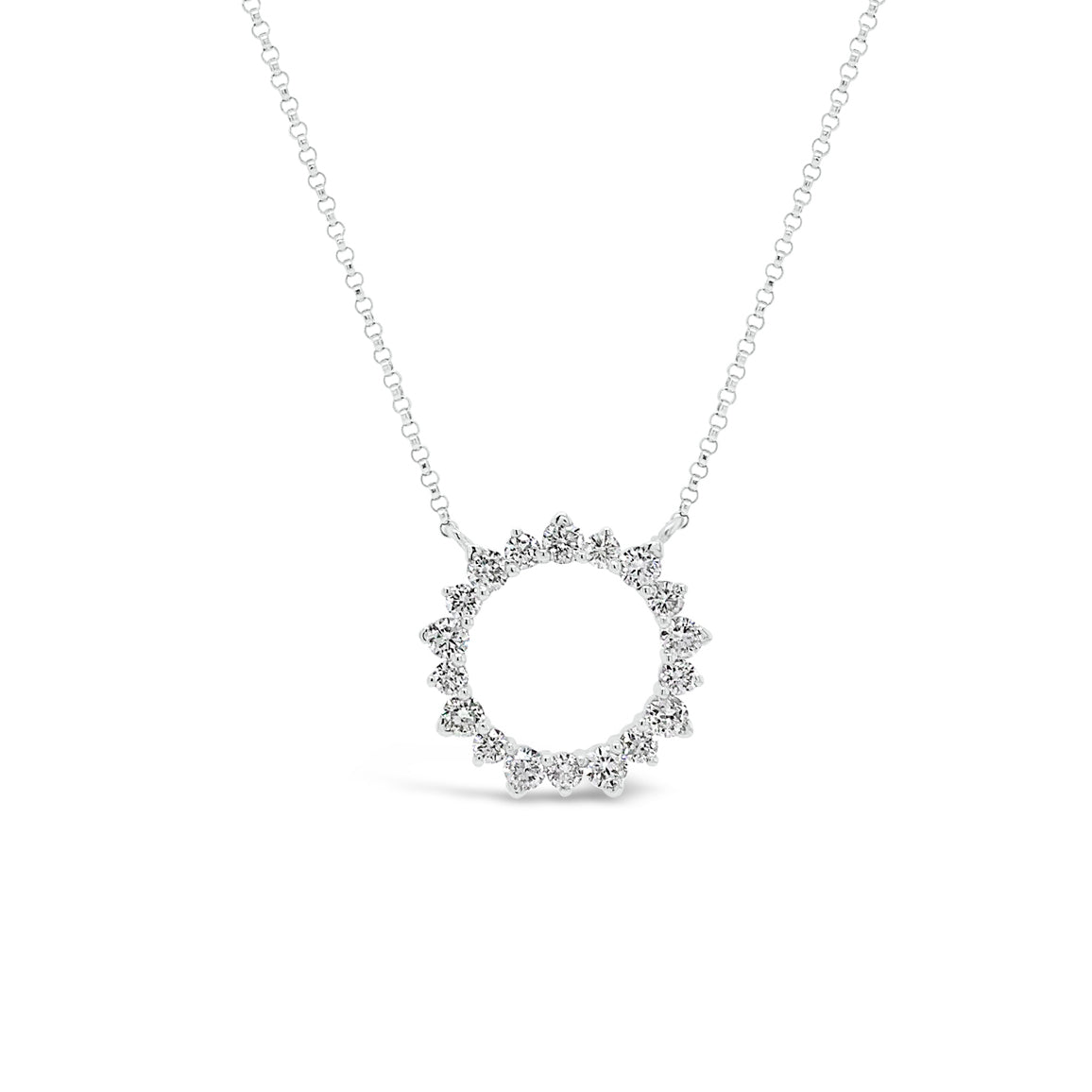 Diamond Circle of Life Pendant Necklace  - 14K gold 3.48 grams.  - 18 round diamonds totaling 0.95 carats