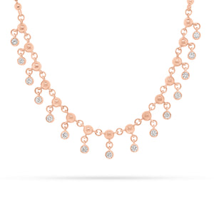 Diamond Bezels Drip Necklace  - 14K gold weighing 17.90 grams  - 15 round diamonds totaling 0.86 carats