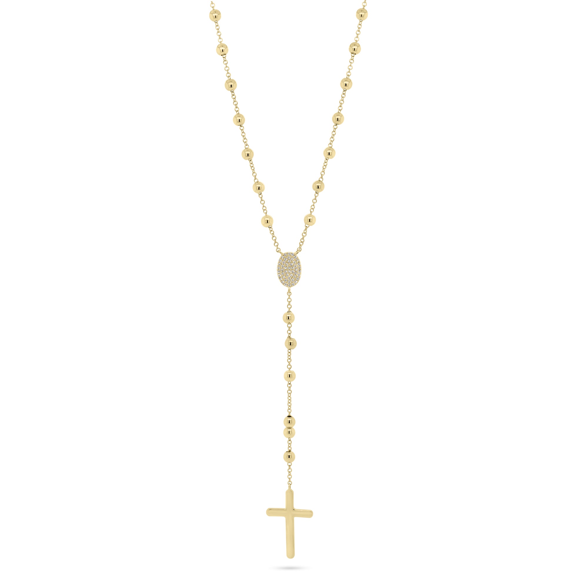 Diamond & Gold Rosary Necklace  - 14K gold  - diamonds totaling 0.11 carats