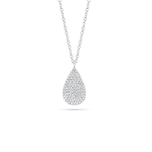 Pave Diamond Teardrop Pendant - 14K white gold - 0.19 cts round diamonds