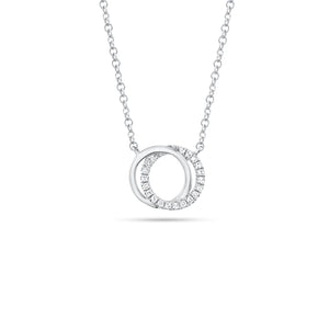 Diamond & Gold Interlocking Circles Pendant - 14K white gold - 0.07 cts round diamonds