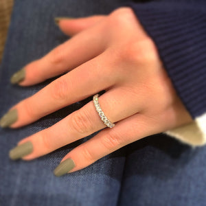 Female Model Wearing Classic Shared Prong-Set Diamond Eternity Band