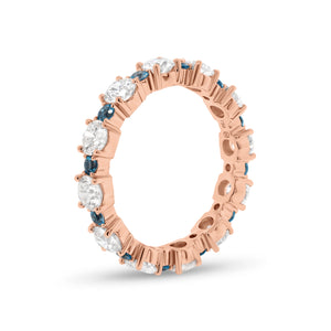 Classic Eternity Ring with Blue Aquamarine - 18K gold weighing 3.07 grams - 12 round diamonds totaling 2.13 carats - 12 blue round aquamarine totaling 0.43 carats