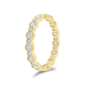 Diamond Milgrain Eternity Ring - 18K gold weighing 1.53 grams - 30 round diamonds weighing 0.95 carats