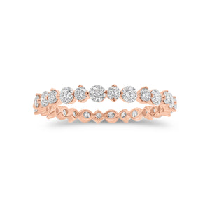 Circles and Diamonds Eternity Ring - 18K gold weighing 0.95 grams  - 28 round diamonds weighing 0.97 carats