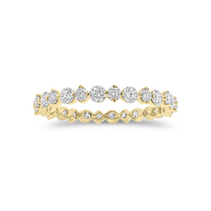 Circles and Diamonds Eternity Ring - 18K gold weighing 0.95 grams  - 28 round diamonds weighing 0.97 carats