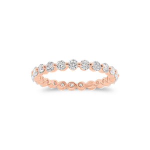 Single-Prong Diamond Eternity Ring- 18K rose gold weighing 1.65 grams - 23 round diamonds weighing 1.15 carats