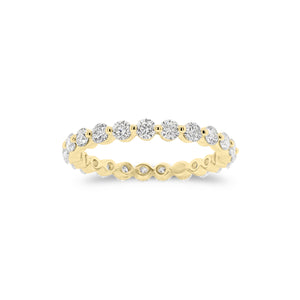 Single-Prong Diamond Eternity Ring- 18K yellow gold weighing 1.65 grams - 23 round diamonds weighing 1.15 carats