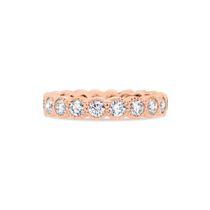 Bezel-Set Diamond Eternity Ring with Antique Milgrain -14k gold weighing 3.7 grams -20 round bezel-set diamonds weighing 1.57 carats