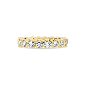 Bezel-Set Diamond Eternity Ring with Antique Milgrain -14k gold weighing 3.7 grams -20 round bezel-set diamonds weighing 1.57 carats