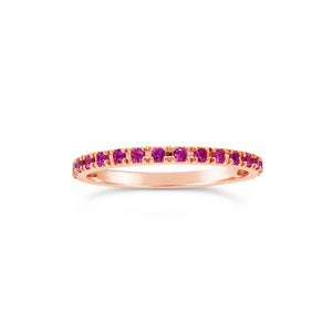 Pink Sapphire Eternity Band - 14K gold weighing 1.33 grams. - 32 pink sapphire weighing 0.49 carats total