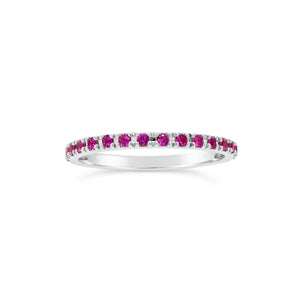 Pink Sapphire Eternity Band - 14K gold weighing 1.33 grams. - 32 pink sapphire weighing 0.49 carats total