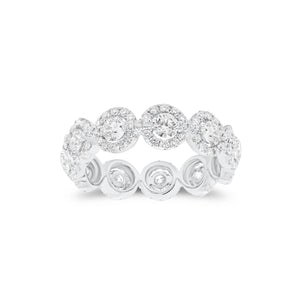 Circular Diamond Eternity Ring -18k gold weighing 3.07 grams -11 round diamonds weighing 1.12 carats -143 round diamonds weighing .78 carats