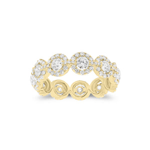 Circular Diamond Eternity Ring -18k gold weighing 3.07 grams -11 round diamonds weighing 1.12 carats -143 round diamonds weighing .78 carats