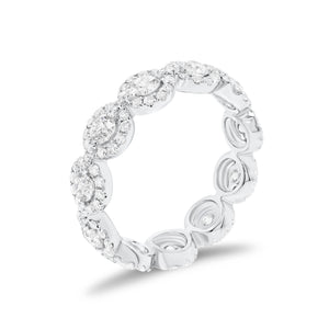 Circular Diamond Eternity Ring -18k gold weighing 3.07 grams -11 round diamonds weighing 1.12 carats -143 round diamonds weighing .78 carats