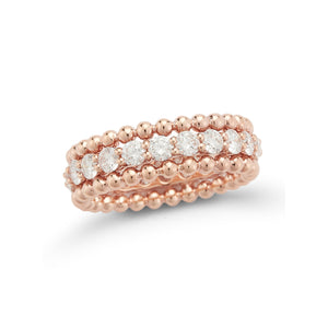 Diamond & Beaded Gold Eternity Ring 18k gold, 6.25 grams, 22 round brilliant-cut diamonds shared prong-set 1.78 carats.