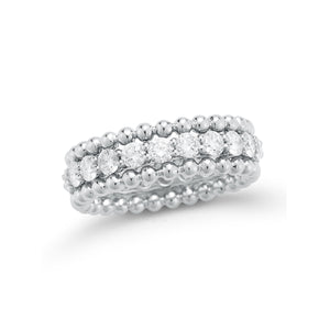 Diamond & Beaded Gold Eternity Ring 18k gold, 6.25 grams, 22 round brilliant-cut diamonds shared prong-set 1.78 carats.
