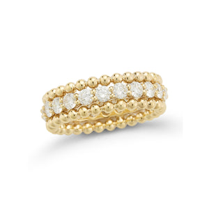 Diamond & Beaded Gold Eternity Ring 18k gold, 6.25 grams, 22 round brilliant-cut diamonds shared prong-set 1.78 carats.