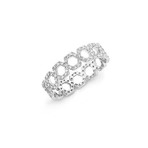 Diamond Hexagonal Chain Eternity Ring -14k gold weighing 1.72 grams -126 round diamonds weighing .37 carats